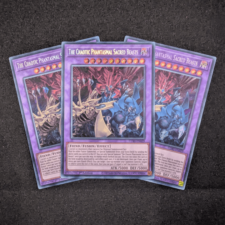 Chaos Origins - 3 x The Chaotic Phantasmal Sacred Beast - Secret Rare 1st Ed YuGiOh